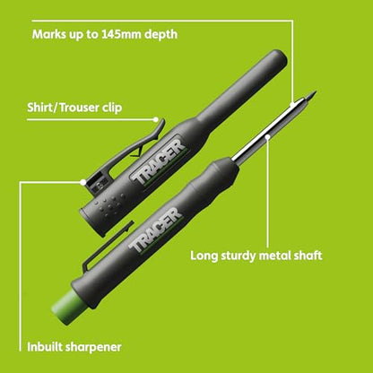 Tracer 2.8mm Carpenters Pencil - Deep Hole Construction Pencil with Holster - style: Pencil