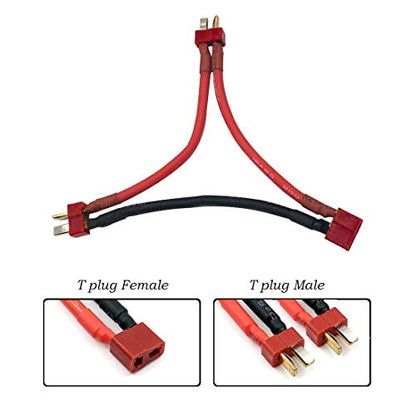 T Plug Serial Series Connector & T Parallel Y-Harness Adapter 12AWG 10cm Silicone Wire for RC Multicopter Quadcopter Car