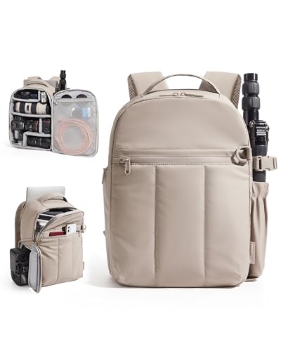 BAGSMART Small Camera Backpack for Women with Laptop Compartment, Brown - color: Brown