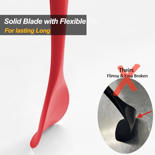 Vovoly Silicone Spatula Spoon Set, 11 IN, Red, Spoonulas Heat Resistant - color: Red Spoonula set