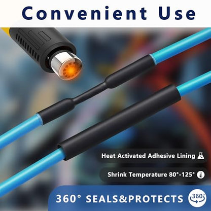 Heat Shrink Tubing 1/2 inch, 3:1 Ratio Wire Heat Shrink Tube Roll, Dual Wall Adhesive-Lined Waterproof Shrink Wrap Tubing, 33FT Transparent Industrial and Marine Grade Heat Shrink Wrap - color: Transparent, size: 1/2" - 33ft