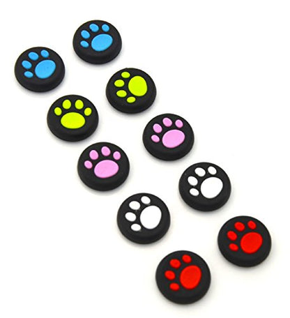 yueton 5 Pairs Replacement Cat Pad Style Silicone Analog Controller Joystick Thumb Stick Grip Cap Cover for Sony Playstation 4 Controller