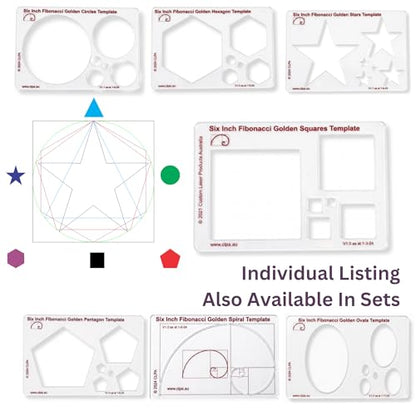 Fibonacci 5" Square Drawing Template, Golden Ratio Stencil - style: 5" Squares