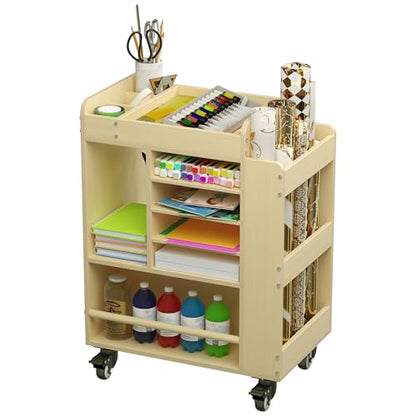 Art Cart Rolling Wood, Arts and Crafts Supply Organizer
