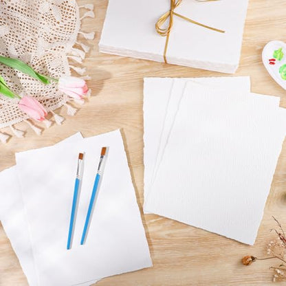 100 Sheets Watercolor Paper 8.5 x 11 in, 300 GSM, Deckled Edge - size: 8.5 x 11 in