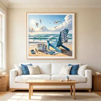 Beach 5D Diamond Painting Kit for Adults, Ocean Scene Diamond Art Kits - color: KM1226-1