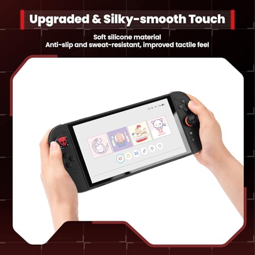 GeekShare Skull Thumb Grips Compatible with Nintendo Switch 2, Anti-Slip Silicone Cover Caps Set for Switch 2025, 4pcs - Black Red
