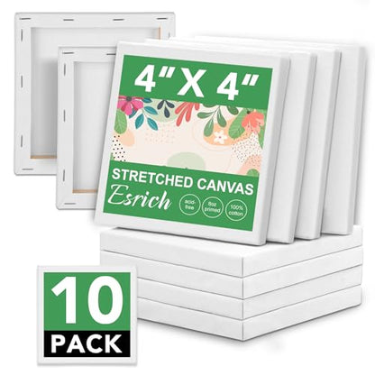 ESRICH Mini Canvases for Painting,4x4In Canvas in Bulk 10Pack, 2/5In Profile Small Square Canvas, Blank Canvases are Great for School Projects and Kids Birthday Parties, Home Decor Project. - size: 4x4in-10Pack