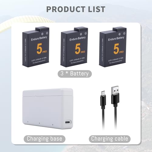 Osmo Action 5 Pro/4/3 Battery 3-Pack Battery and 3-Channel Fast Charger Hub