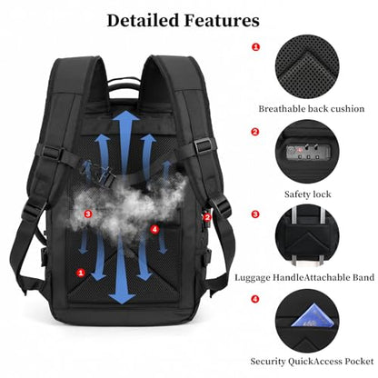 Vacuum Compression Backpack, 60L Expandable Vacpack, Waterproof Carry-On Anti Theft Airback, Black