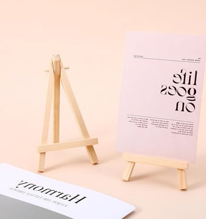Mini Easel Stand, 5Pcs Mini Easels Multi-purpose Tabletop Display Stand Holds 3 Inch Canvases, Paintings, Photos, Cards & Wedding Decor Easy Setup Portable