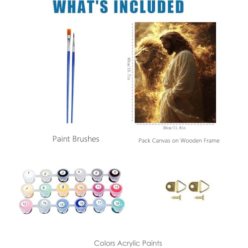 Jesus Paint by Numbers Kit for Adults Framed Canvas 12X16 in, Frameworkless - color: YH02808