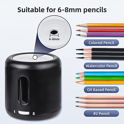 tenwin Pencil Sharpener Battery Powered, Portable, for 6-8mm Pencils - color: Black