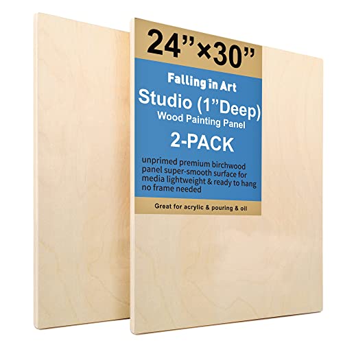 Falling in Art 2 Pack 24x30 Unfinished Birch Wood Panels Kit for Painting - size: 24*30 2-pack