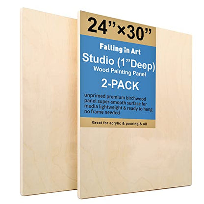 Falling in Art 2 Pack 24x30 Unfinished Birch Wood Panels Kit for Painting - size: 24*30 2-pack
