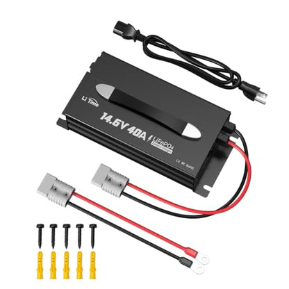 LiTime 12V 40A Lithium Battery Charger, 14.6V Output AC-DC, 0V Activation - size: Mountable (Upgraded)