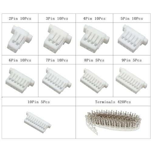 JST SH 1.0mm Connector Kit,495Pcs 2-10 Pin Housing Terminals