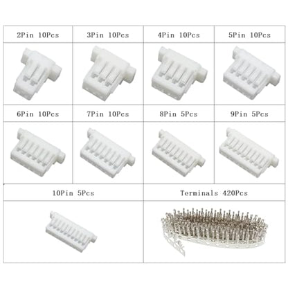JST SH 1.0mm Connector Kit,495Pcs 2-10 Pin Housing Terminals