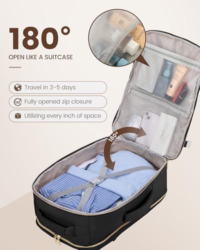 LOVEVOOK 40L Travel Backpack Flight Approved Carry on Backpack,3 Packing Cubes,Waterproof Personal Item Travel Bag,TSA Carry on Luggage Suitcase Travel Essentials,Gifts for Women & Men,fits 17" Laptop - color: Black-black, size: Large-40L-4Pcs(Standard)
