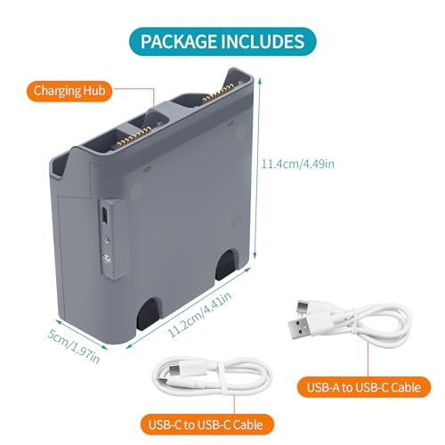 Hanatora Two-Way Charger Hub for DJI Air 3S,Air 3 Battery,Storage Charging Two Batteries in Sequence,Multi-Function Charge Drone Accessories