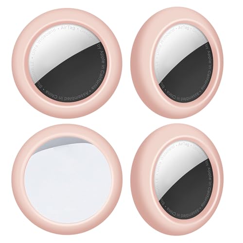 TEAMOLA Silicone AirTag Sticker Holder - Adhesive AirTag Case 4-Pack, Pink - color: Pink