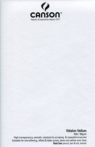 Canson Artist Series Vellum Paper, 9x12 inches, 50 Sheets (55lb/90g) - size: 9"X12"