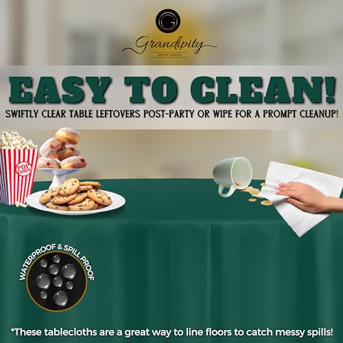 Grandipity Plastic Table Cloth Disposable 12 Pack 84" Round Dark Green - color: Dark Green, size: 84in. Round
