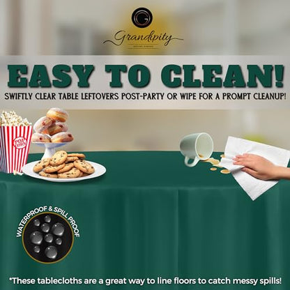 Grandipity Plastic Table Cloth Disposable 12 Pack 84" Round Dark Green - color: Dark Green, size: 84in. Round