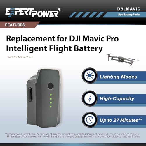 ExpertPower High Capacity (11.4V 3830mAh) Intelligent Flight Replacement Battery for DJI Mavic Pro, Mavic Pro Platinum & Mavic Pro White - 2 Pack