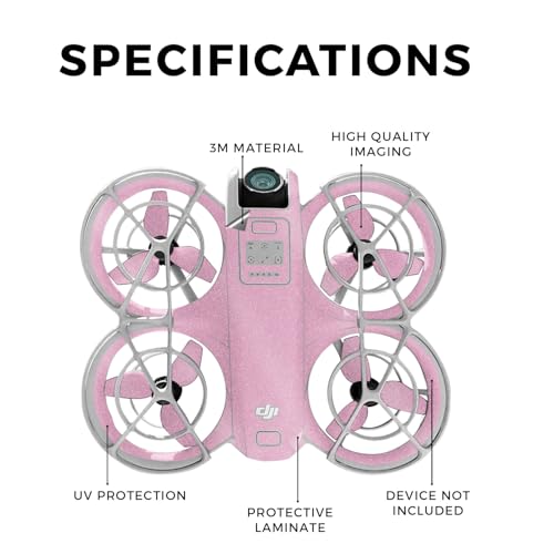 Glossy Glitter Drone Skin Compatible with DJI Neo - Solid Pink - Premium 3M Vinyl Protective Wrap Decal Cover - Easy to Apply | Crafted in The USA by MightySkins - color: Solid Pink, style: Glossy Glitter Finish