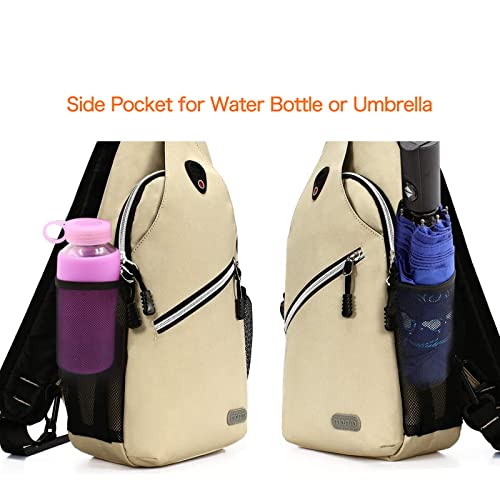 MOSISO Small Sling Bag for Men, Crossbody Shoulder Chest Daypack Bag - color: Beige