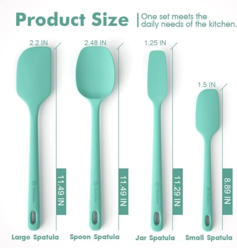 ChefAide 4 Pieces Silicone Spatulas Set, Heat Resistant Rubber Spatula - color: Sage, size: 4 pieces