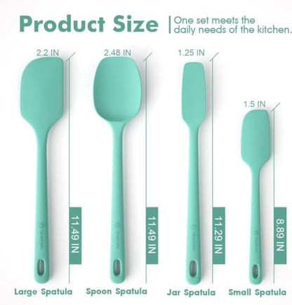 ChefAide 4 Pieces Silicone Spatulas Set, Heat Resistant Rubber Spatula - color: Sage, size: 4 pieces