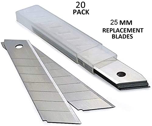 Box Cutter Retractable 25MM Long Utility Knife With 20pcs Blades Refills - size: 20 Blades + 1 Knife