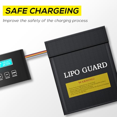PAWBOSE Lipo Safe Bag, Fireproof Explosion-Proof Lipo Battery Bag for Safe Charging and Storage, 2 Packs(black)