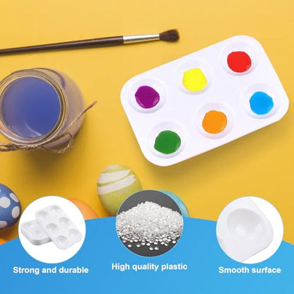 25 PCS Plastic Paint Palettes, 6 Wells Rectangular White Tray Palettes for DIY Craft and Art Painting Party Watercolor (4.72 * 3.26 inch)
