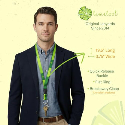 Limeloot Lanyard for Keys, ID Badge, Accessories | Neck Lanyard for Men and Women with Quick Release Buckle and Flat Ring - color: Blue Elephants