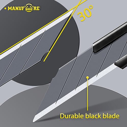 MANUFORE 30pcs 9mm Snap-off Knives with 30-Degree Precision Blade Orange - color: Orange