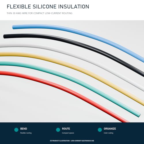 TUOFENG 30 AWG Silicone Wire, 6 Colors, 66 ft Each, Stranded Tinned Copper - size: 30 AWG Stranded 6 Colors 66 ft
