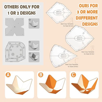 3Pcs 8/10/12”Acrylic Bowl Cozy Pattern Templates for Sewing