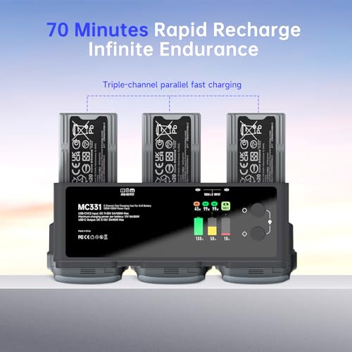 LIMETA Air 3s Smart Battery Charging Hub, 200W USB-C Fast Charging for DJI Air 3 Series Intelligent Flight Batteries Plus Three-Channel Parallel with Discharge Storage Function LED Lighting - size: Air 3s