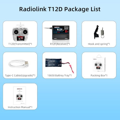 Radiolink T12D 12CH Transmitter R12F Receiver, 4km for Drone/Airplane/Car