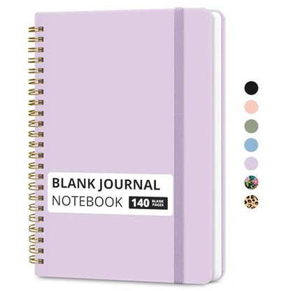 Taja Blank Spiral Notebook for Work, 5.7"x7.9" Spiral Plain Sketch Notebook - color: E-Purple, style: d-Blank