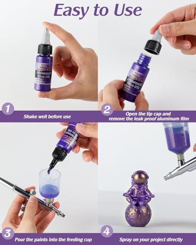 Roizefar Airbrush Paint, 44 Colors with 6 Thinner for Models & Crafts - color: 44 Colors with 6 Thinner