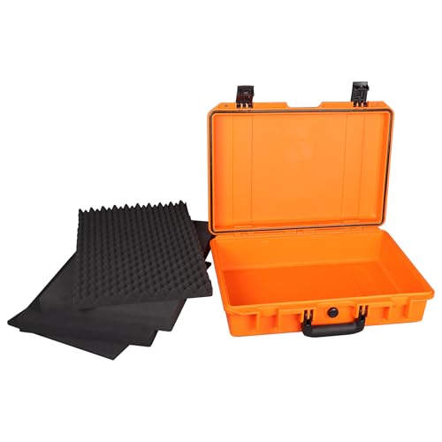 IP67 Waterproof Protective Hard Case with Custom Foam Insert, 18", Orange - color: Orange