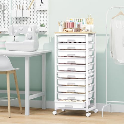 SYKIARIOL Rolling Cart with 10 Drawers,White - color: White, size: 10 Drawers