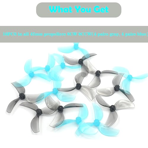 RC Propeller Gemfan 45mm 3-Blade Propeller for RC FPV Drone(Grey+Blue) - color: Grey+blue