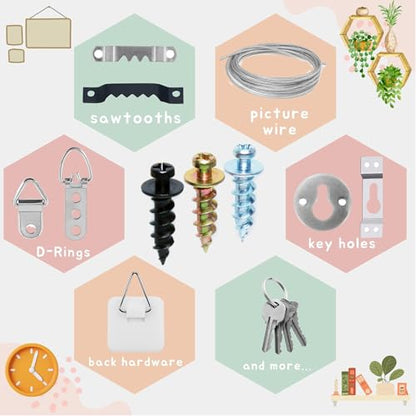 35Pcs Gold Double-Headed Wall Picture Screws with D Ring Hangers kit - color: Color Zinc, size: 35 Pack + D-ring