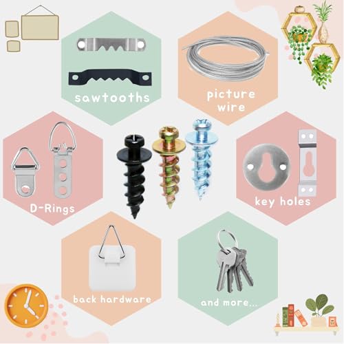 20Pcs 4-in-1 Bear Claw Wall Picture Screws with 10pcs D Rings Hangers Screw - color: Blue Zinc, size: 20 Pack + D-ring