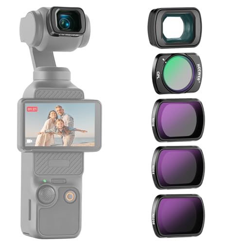 NEEWER ND Filter Set with 0.75x Wide Angle Lens 108° FOV, ND16 + ND64 + ND256 + CPL (Circular Polarizer) Filter, Compatible with DJI Osmo Pocket 3 / Pocket 4 / Xtra Muse Accessories, FL-B08 - style: 0.75X Wide Angle Lens&ND Filter Set